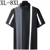 Polos masculinos 8xl 7xl 6xl 2023 verão 95% algodão respirável camisa de polo respirável Homens de ponta de ponta casual homme manga curta camisa masculina