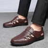 Sandales en cuir véritable chaussures d'été pour hommes robe de haute qualité affaires formelle en plein air doux respirant marque romaine