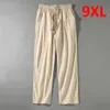 Pantaloni da uomo Lino Uomo Taglie forti 9XL 8XL Pantaloni estivi Moda maschile Casual Tinta unita Grande 230324