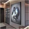 Paintings Nordic Couples Metal Figure Statue Wall Art Canvas Painting Lover Scpture Poster Print Picture For Living Room Home Decor Dhv29