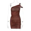 Casual Dresses Women Dress One-Shulder Backless Hollow Out Pattern Clark Fashion Sexy Party Club Summer 2023