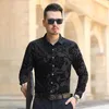 Men's Dress Shirts High Quality Black Velvet For Mens Stretch Clothes Red Velour Clothing Large Sizes Husband Party Elegant