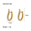 Boucles d'oreilles créoles Uworld plaqué or 18 carats pavé de Zircon clair manchette en acier inoxydable demi Micro blanc boucle d'oreille pour les femmes