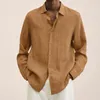 Мужские рубашки SMVP Spring Men Shape Linen Сплошное сплошное рукав с длинным рукавом пуговица ретро-рубашка для мужской блузки сексуальные топы M-5xl