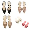 Summer Women's Sandals Top Luxury Designer Shoes Bow Rhinester Platform Shoes Shiny Sexy High Heels Fashion Slippers New Small Bread Flats Pointy Glitter Party Shoes