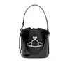 Wroby dla kobiet małe patentowe skórzane czarne torba crossbody Saturn Buckle