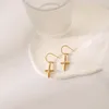 S3550 Fashion Jewelry Cool Crucifix Dingle Earrings for Women Twrist C Form Titanium Steel Cross Earrings