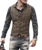 Heren Vesten Heren Pak Vesten mannen Bruin Zwart Waastcoat Vest Man Plaid Steampunk Jacket Gestreepte Tweed Vneck Slim Fit Gilet Wedding Clothing 230323