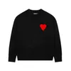 Paris Fashion Mens Designer Amies Sticked tröja broderad röd hjärta fast färg Big Love Round Neck Sweaters For Men and Women 5566ESS