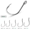 Fishing Hooks 10pcs Size 1/0-5/0# Circle Fishing Hook Ring Eye Fishhooks Barbed Fishing Hooks Single Jig Fish Hook Tackle High-carbon Steel P230317