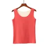 Women's Tanks Simple Keep Warm Tank Top U Neck Women Seamless Base Tees Solid Color Winter Lady Underwear Double Layer 2023 Autumn