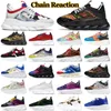 Chain Reaction designer shoes platform sneakers men women Rubber Suede Triple Black White Brown Orange Blue mens casual trainers