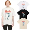 Men's Plus Tees Rhude Men's T Shirt Summer Portrait Art Fashion Street Corth Sleeve Beach Style Cotton Women's Shirt