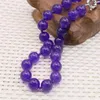 Kedjor 10mm runda lila ametister jades chalcedony halsband naturlig sten handgjorda diy kvinnor halskläder mode smycken gör design