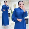 Etniska kläder Autumn Winter Muslim Modest Dres Peated Pearls Lantern Sleeves Long Robe Elegant Islam Eid Dubai Abaya 230324