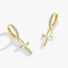 Hoop Earrings Ins Trendy Classic Zircon Cross Huggie For Women Men Ear Piercing Cartilage Wedding Party Earring Jewelry Eh1888