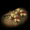 Очарование Новый элегантный черный золото рубиновый кулон цветочный лист 925 Серебряные серьги Кристаллические драгоценные камни женские ювелирные серьги серебро 925 Ювелирные изделия Z0323