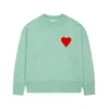 Paris Fashion Mens Designer Amies Knitted Sweater Embroidered Red Heart Solid Color Big Love Round Neck Sweaters for Men and Women 5566ESS