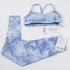 High Waist Two Piece Women Gym Set Tie Dye Yoga Set Breathable Fitness Yoga Clothing Sports Butt Lift Tie Dye Oem Gym Wear