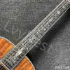 Guitare acoustique en bois KOA, modèle D, 41 pouces, 12 cordes, avec touche en ébène, reliure en coquille d'ormeau véritable