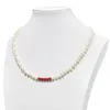 Chains Small And Exquisite Design Add White Beads Mixed With Dark Red 6-7 Mm Freshwater Natural Pearl Necklace