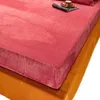 Sheets sets WOSTAR Winter warm velvet elastic fitted sheet mattress cover coral fleece bedspread bed linen luxury double bed protector 180 230324