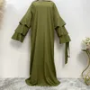 Etnisk klädkvinna Muslimsk Ababya Satin Dres Abaya Elegant Dubai Turkiet Arabiska islamiska kaftan Saudiska Chiffon Simple Dress 230324