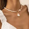 Chains Baroque Profiled Pearl Necklace Beach Resort Wind Shell Collarbone Chain Collar For Women Gift Accessories Wholesale 064