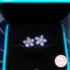 Charme 925 Sterling Silver Stud Boucles D'oreilles De Mode Full Diamond Boucles D'oreilles Fleur De Prunier Personnalité Boucles D'oreilles Zirconium Diamant Bijoux Z0323