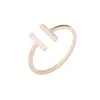 Band Rings Simple Stainless Steel Parallel Bars Rings For Women Midi Bague Adjustable Two T letter Rings Jewelry AA230323