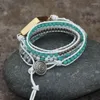 Charm Bracelets Unique Mixed Natural Stone Blue 5 Line Wrap Bracelet Handmade Bohemian Leather Female Direct Sales