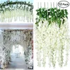 Guirlandes de fleurs décoratives 12 pièces 45 pouces fleurs de glycine artificielles fausse glycine vigne Ratta guirlande de fleurs en soie chaîne maison fête mariage décor 230324