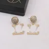 23SS 20Style Mixed Simple Designer Letters Stud Hoop 18K GOUD GOLD 925 SILVER CIRCLE Women Crystal Rhinestone Pearl Earring Wedding Party