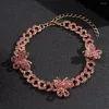 Handanlar Gümüş Renk Kristal Kelebek Tıknaz Miami Küba Bağlantı Kadınlar için Hiphop Baget Metal Ayak Bileği Zinciri Anklet Yahudi