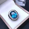 Ringos de cluster Bocai 2023 Trendy Real Pure S925 Silver Jewelry Inlaid com Millennium Blue Toplez 12 16 Moda Man Ring