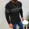 Camisetas para hombres 2023 Otoño Invierno Hombres Moda Color a juego Rayas Cuello redondo Suéter suelto Casual Tallas grandes