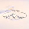 Wholesale Sterling Jewelry Love Heart-shaped Ladies Bracelet Korean Sterling Crystal Heart-shaped Bracelet