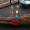 Pendant Necklaces 2023 Beeswax Necklace Women Long Ethnic Strand Graceful Shiny Crystal Sweater Chain Lady Jewelry Wholesale