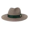 Fashion Straw Hats luksusowy czapkę kubełkową dla mężczyzn kobiety solidne jazzowe czapki czapki designerka Panama Hat with Red Green Ribbon Sunhat