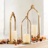 Titulares de vela Luxury Gold Candlestick artesanal Arte Arte Ferro Vidro Dinâmico Dinner Lâmpada de vento Centerpieces Poeces Home Deco