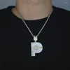 Correntes 18K Gold Bated Hip Hop Men Jóias Micro Pavor Iced Bling Cubra Cubic Zircônia Pavimentada letra P Shape