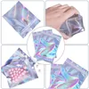 Classic Plastic Pastic Zipper Bag laser holografisk aluminiumfoliepåse påsar lukt bevis återvinningsbara påsar för mat mellanmål