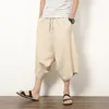 Мужские брюки трансграничный хлопок и льняная китайская одежда в стиле без промежности ретро