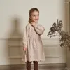 Flickaklänningar Autumn Winter Knit tröja klänning i 2 till 10 år flickor lång ärm tryck mid längd klänningar barn barn casual kläder