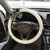 2024 Knitting Lover Bowknot Universal Car Steering Wheel Cover Soft Plush Steering Wheels Case Cute Women Auto Interior Decoration