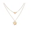 Pendant Necklaces Double Chains Moon And Sunflower Layering Necklace For Women Girls Fashion Clavicle Gift Your Honey