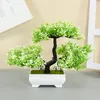 Dekorativa blommor Simulering Växt Artificiell blomma krukut träd bonsai prydnad för hemrum elträdgård falsk minidekoration