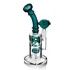 Purple Green Fab Egg Bong Double Arm Tree Perc Water Pipe Recycler Oil Rig Bubbler Стеклянные кальяны с перколяторными трубками Соединение 14 мм