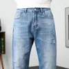 Jeans da uomo Baggy Wide Leg da uomo Loose Fit Cotton Pantaloni oversize in denim blu chiaro Streetwear Patchwork 2023 Uomo