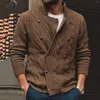 Suéter masculino moda masculina casual elástico casaco suéter cardigan top blusa botão de cor sólida